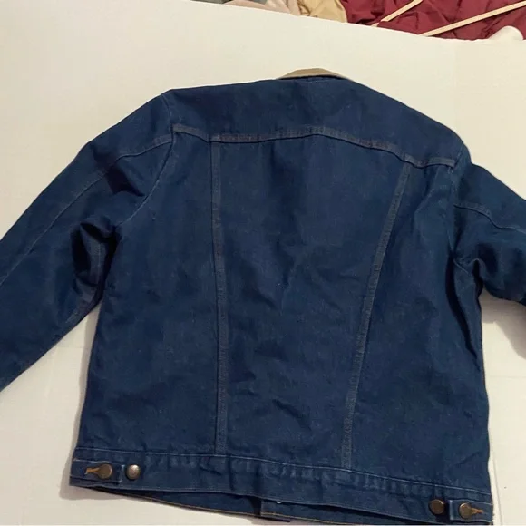 Vintage wrangler denim corduroy collar barn chore jacket coat blanket lined 40 - Picture 8 of 9